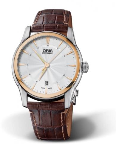 Oris Artelier Date 40.5 Stainless Steel Rose Gold Silver Replica Watch 01 733 7670 6351-07 5 21 70FC